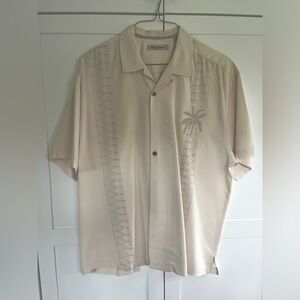 Tommy Bahama Beige Embroidered Palm Tree Button-Up XXL